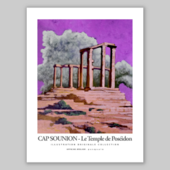 Affiche Cap Sounion Temple de Poséidon illustration