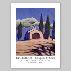 affiche Eygalières chapelle saint sixte illustration